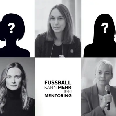 Ein kreativer Instagram-Post zeigt Frauen im Fußball, die durch das FKM-Mentoringprogramm verbunden und inspiriert werden.